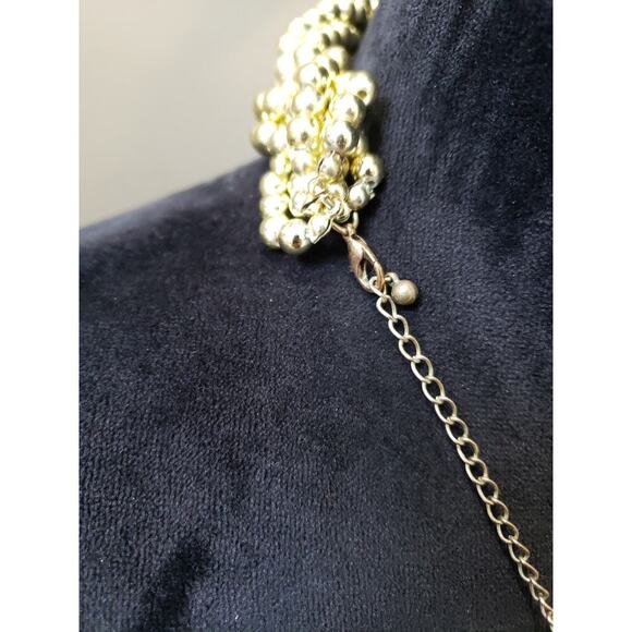 Women's Gold Tone Beaded Necklace Multi Strand Statement Lobster Clasp - Picture 6 of 6